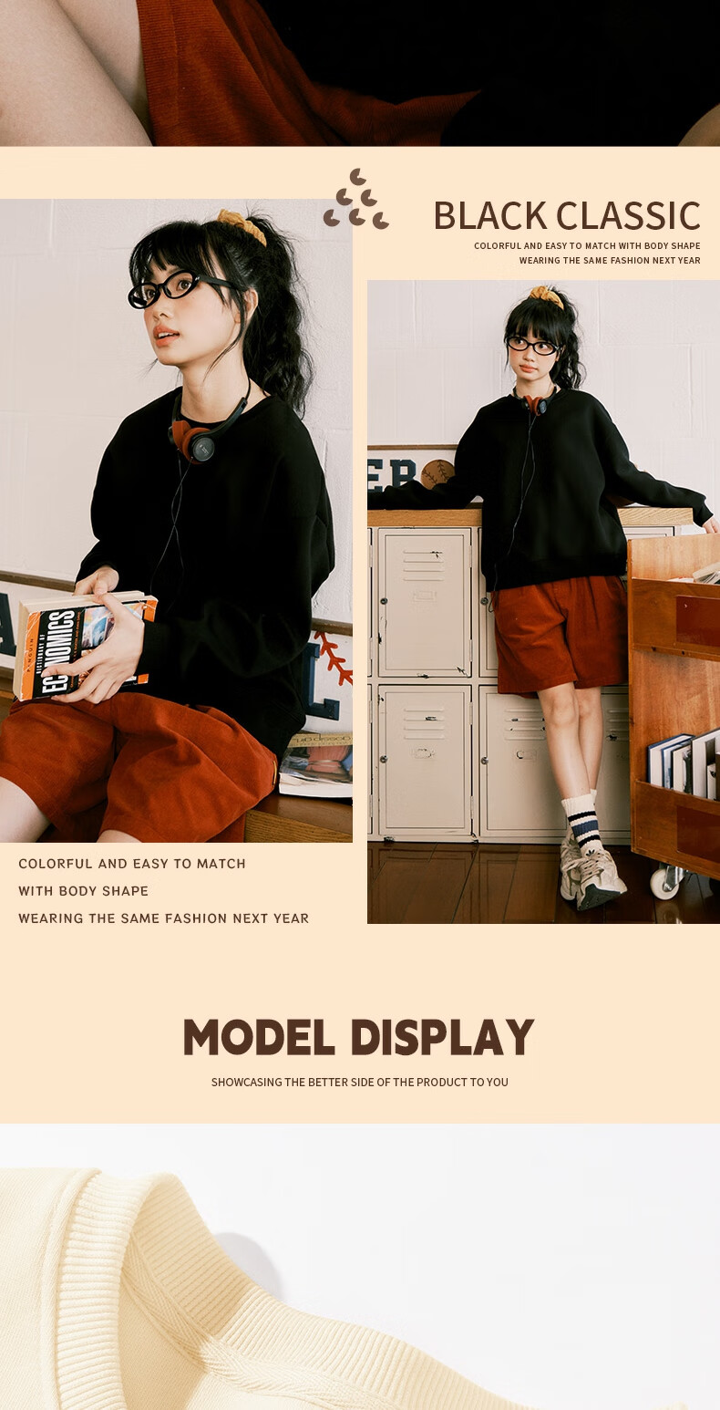 Jeanswest Women's Sweatshirt, Round Neck Pullover, Spring/summer 2026, Loose-Fitting Casual Style, Trendy Design Top, White, XL 13
