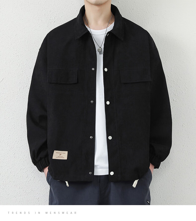 Dingfengbaoluo Men's Jacket, Summer Casual Versatile Lapel Loose Trendy Workwear Retro Coat, 2303 Khaki Color M 17