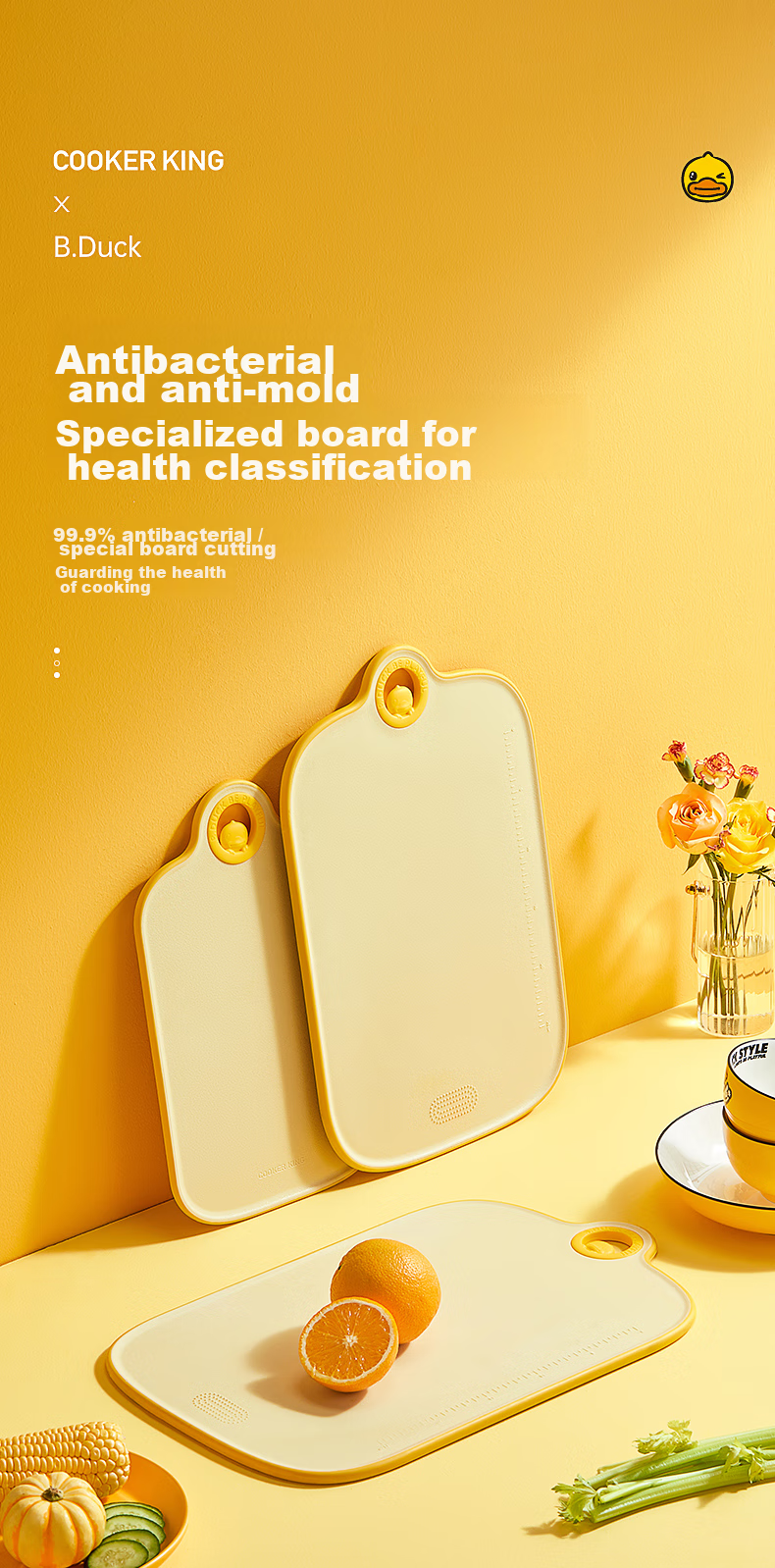 COOKER KING Cutting Board, Antibacterial Chopping Board, Plastic Cutting Board, Household Double-Sided Use Cutting Board, 42*26.5*1 1