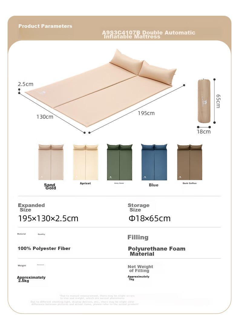 CAMEL Outdoor Automatic Inflatable Mat, Tent Ground Pad, Moisture-Proof Mat, Thickened Picnic Mat, 1J32267486, Cheese Color, Floor Mat 21