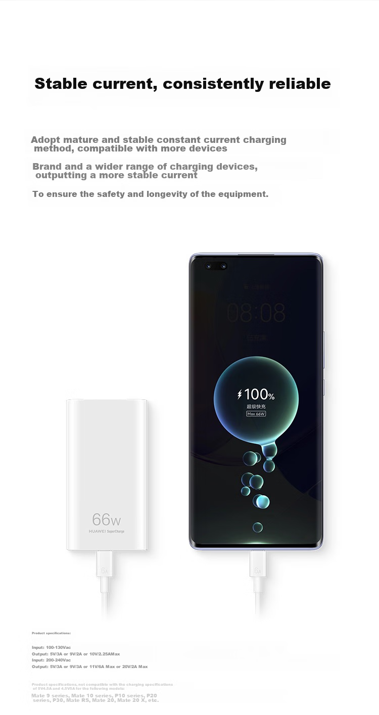 HUAWEI Original 66W Gallium Nitride Ultra-Thin Charger Data Cable Set (Data Cable Is 0.5 Meters), Supports Super Fast Charging for Mate60 Series X3/X5/Pocket2 Phones 7