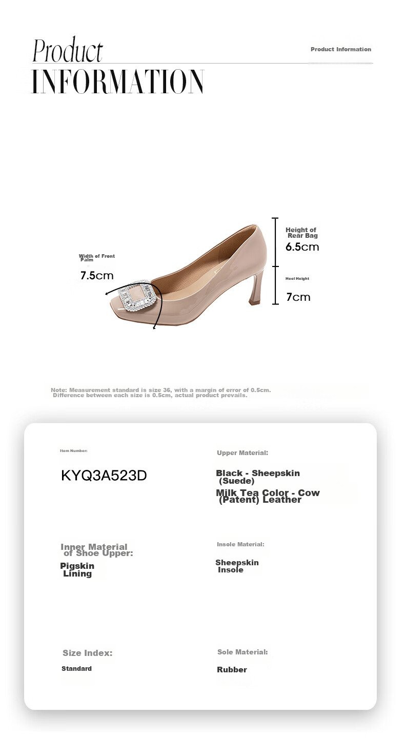COMELY Square Buckle High Heels for Women, Spring Commute Square Toe Fashionable French Rhinestone Pumps Stiletto Shoes, Pink Apricot Color, Size 36 10