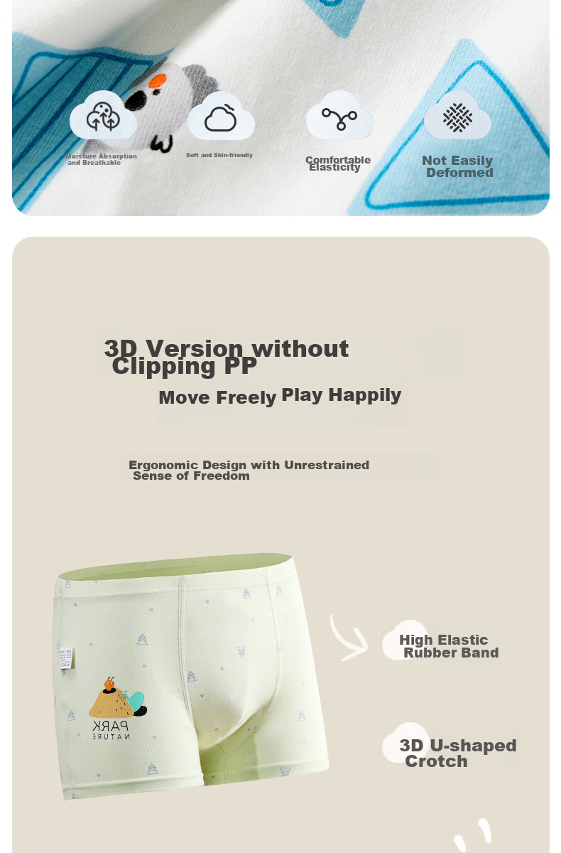 LangSha Boys' Boxer Briefs, Class A Pure Cotton Student Shorts, Big Kids' Boxer Shorts, Antibacterial Underwear, 2XL 6