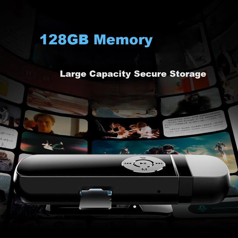 Портативный MP3-плеер Aigo MP3-100, 128 ГБ, Bluetooth, для студентов, для обучения английскому языку, для спорта, с функцией записи, в стиле USB-флешки с портом USB-C