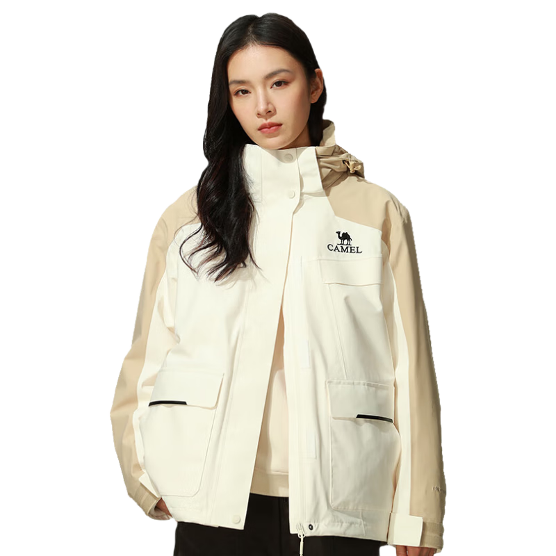 CAMEL Storm Outdoor Heavy Rain Waterproof Jacket for Women, Three-In Workwear Coat, Mountaineering Suit S