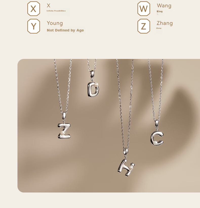 Arsis Simple Letter Pendant Necklace for Women, S925 Silver Collarbone Chain, Birthday Gift for Girlfriend, Letter M 4
