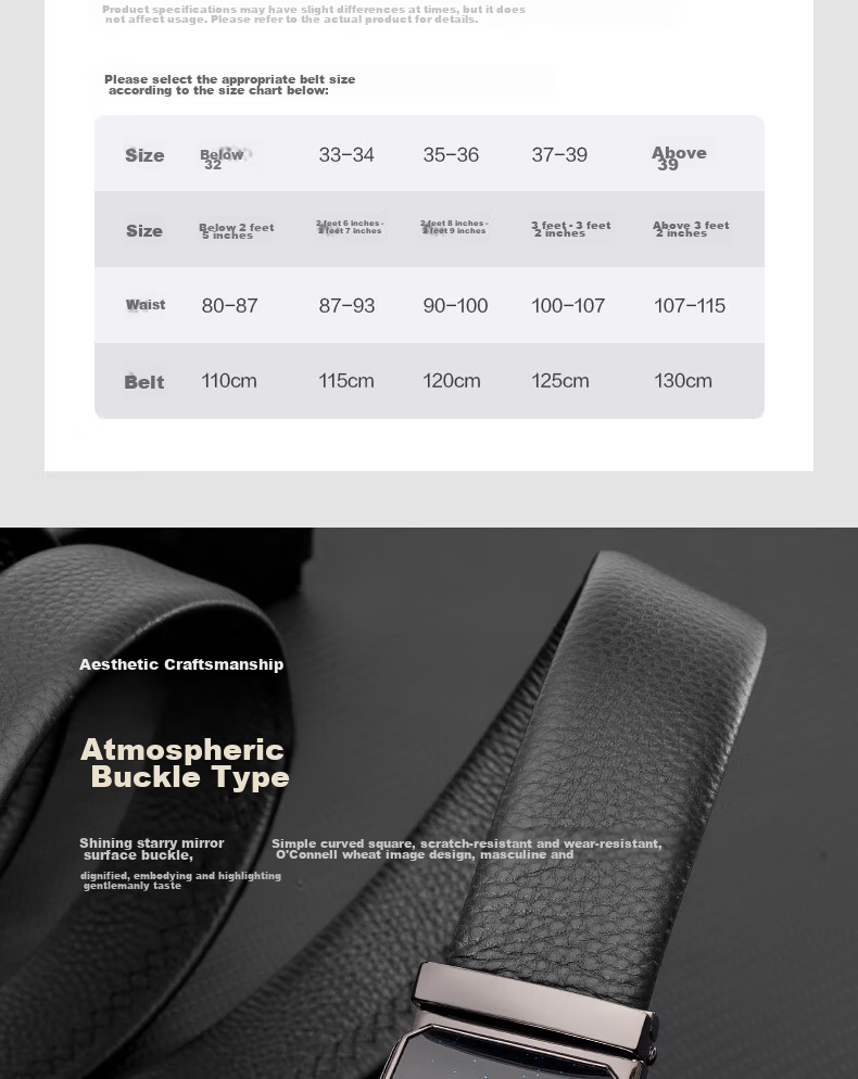 Aokang Men's Belt, Top-Grain Leather, Automatic Buckle, Business Trouser Belt, Birthday Gift for Husband 5