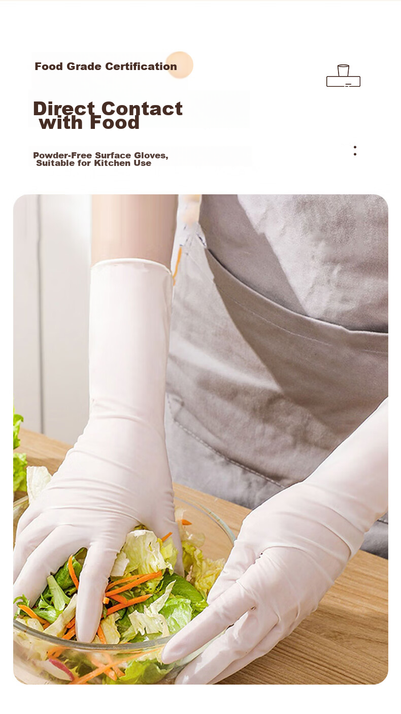 Aibushishou 5 Disposable Nitrile Gloves, Thickened Cold-Resistant Food Grade, 12 Inches, 100 Pieces/box, for Kitchen, Household Chores And Beauty Use 4