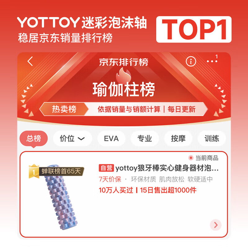 Yottoy Solid Foam Roller Muscle Relaxation Massage Roller Yoga Column