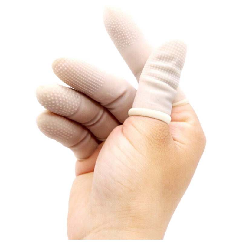 BAIGE Latex Finger Sleeves Thickened Anti-Slip Dotted Semi-Transparent Medium Size M 100pcs/Pack CW472297