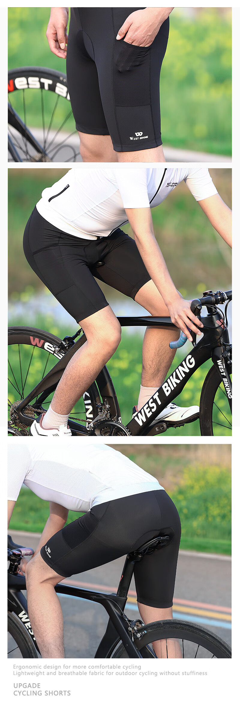 WestBiking Spring And Summer Cycling Shorts for Men, Quick-Dry with Padded Inserts, Mountain And Road Bike Shorts, Cycling Wear, Black, Size M 11