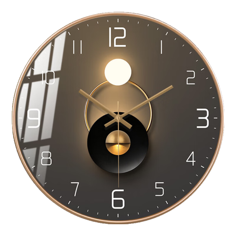 Pengchuang Radio-Controlled Clock with Automatic Time Synchronization, Modern Light And Shadow Art Living Room Wall Clock, Home Quartz Simple Luxury Wall Clock
