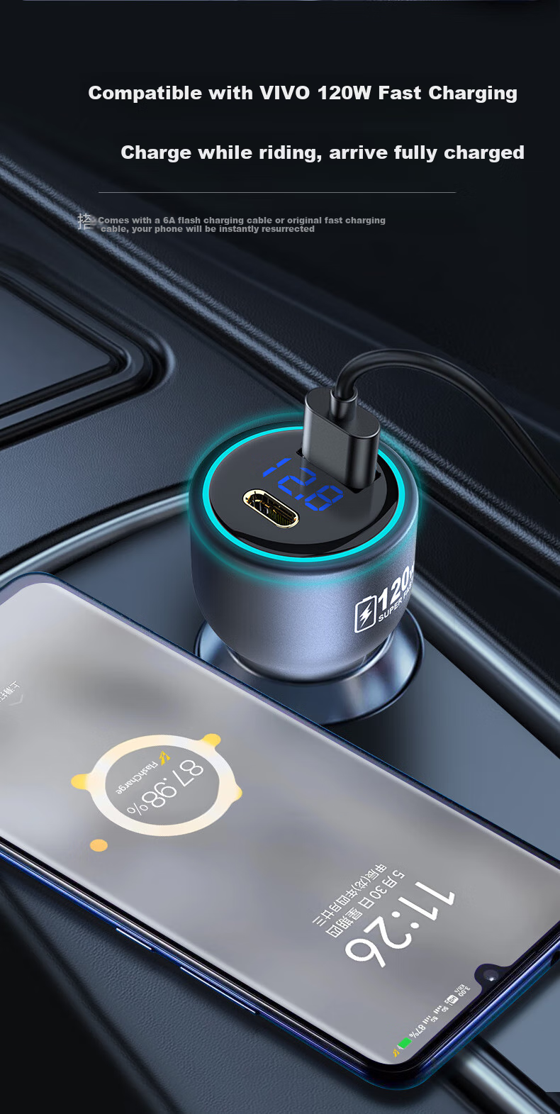 Newsmy Car Charger with Full Protocol Super Fast Charging Cigarette Lighter Adapter Dual USB [88W/120W+30W] 10