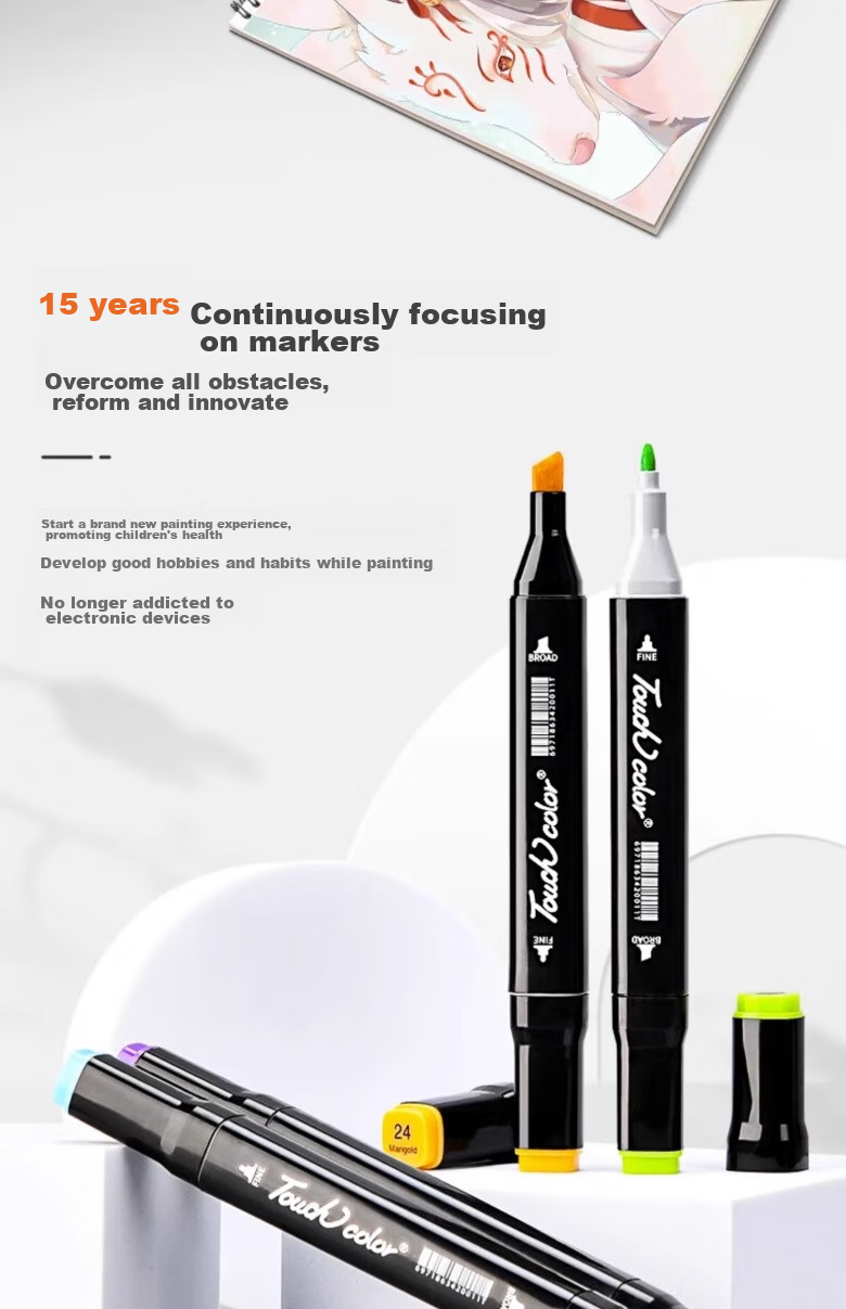 Touchcolor Dual-Tip Markers for Students, Oil-Based Art Set for Comic Design, Elementary School Children, Middle School Students, Watercolor Pens, Anime-Style, 120 Colors, Kindergarten Colored Pens, Refillable Ink 2