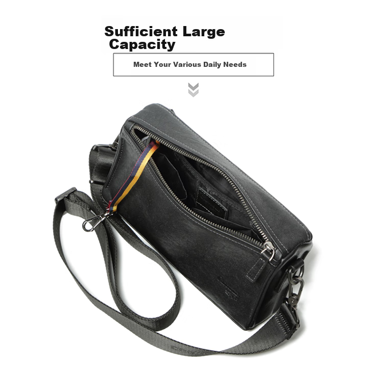 CROCODILE Men's Handbag, Top-Grain Leather Messenger Bag, Trendy Retro Horizontal Crossbody Bag, Birthday Gift for Boyfriend, 1363 11