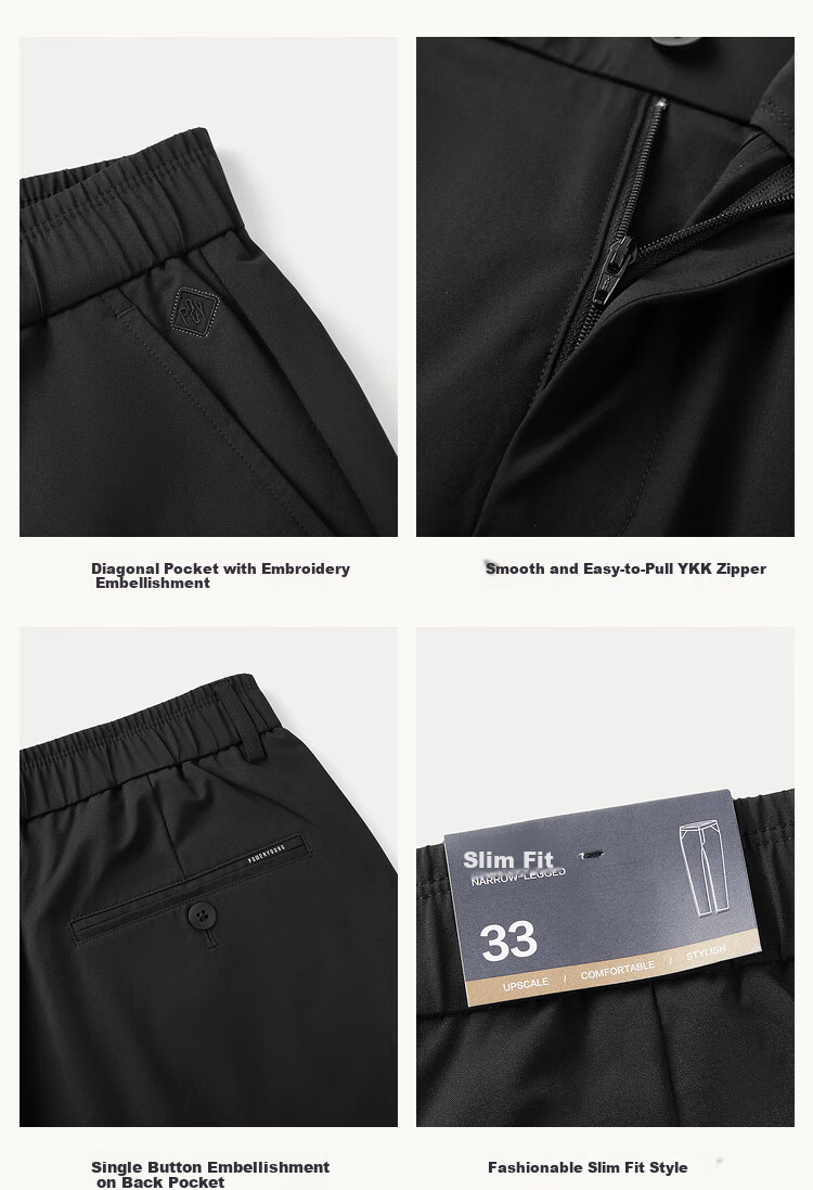 HLA Casual Pants for Men, 25POWERYOUNG Series, Slim-Fit Trousers, Spring Style HKCAW1J028A 8