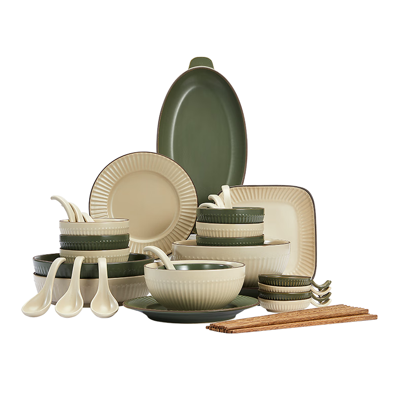 JD Original Bowl And Plate Dinnerware Set, Housewarming Porcelain Dish Set for Home Use [Gift Box], Norway Style, 42 Pieces