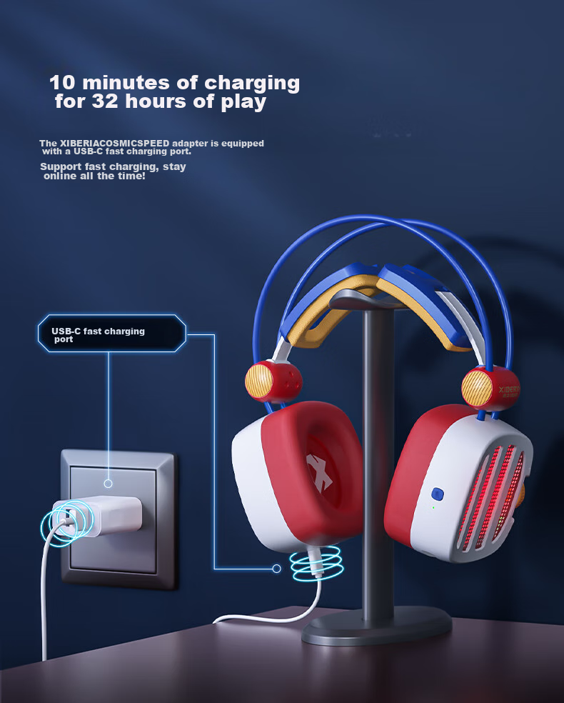 XIBERIA S21GS Flame Storm Bluetooth Gaming Headset, 2.4G True Wireless Over-Ear, Long Battery Life, Low Latency, Tri-Mode Mobile And Computer E-Sports Headphones 9
