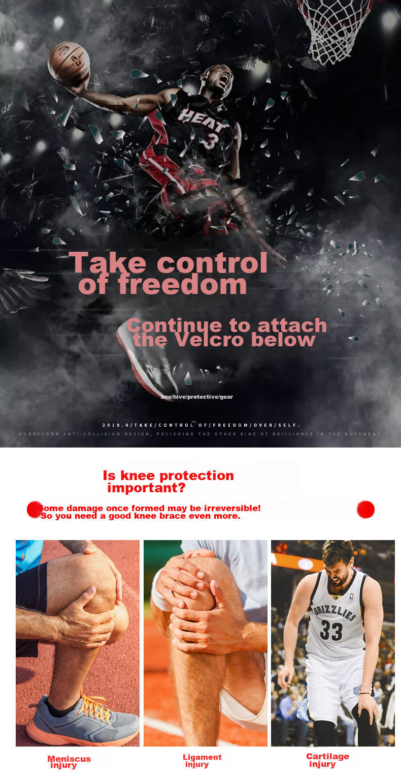 RIGORER Knee Brace for Sports Patella Meniscus Support Fixed Honeycomb Protector for Running, Basketball, Sports Impact Protection Gear for Me 1