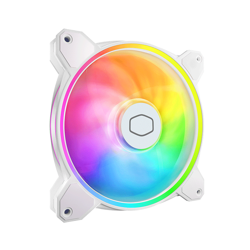 CoolerMaster MasterFan MF140 HALO 2nd Generation White ARGB Case Fan, Balanced Fan Design, Dual ARGB Lighting Effects, Sound-Absorbing And Noise-Reducing
