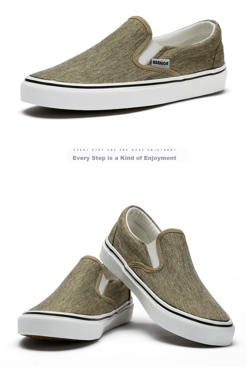 Warrior Canvas Shoes for Men, Comfortable Slip-On Loafers, Traditional Beijing Cloth Shoes, Casual Footwear A066 Gray 41 16