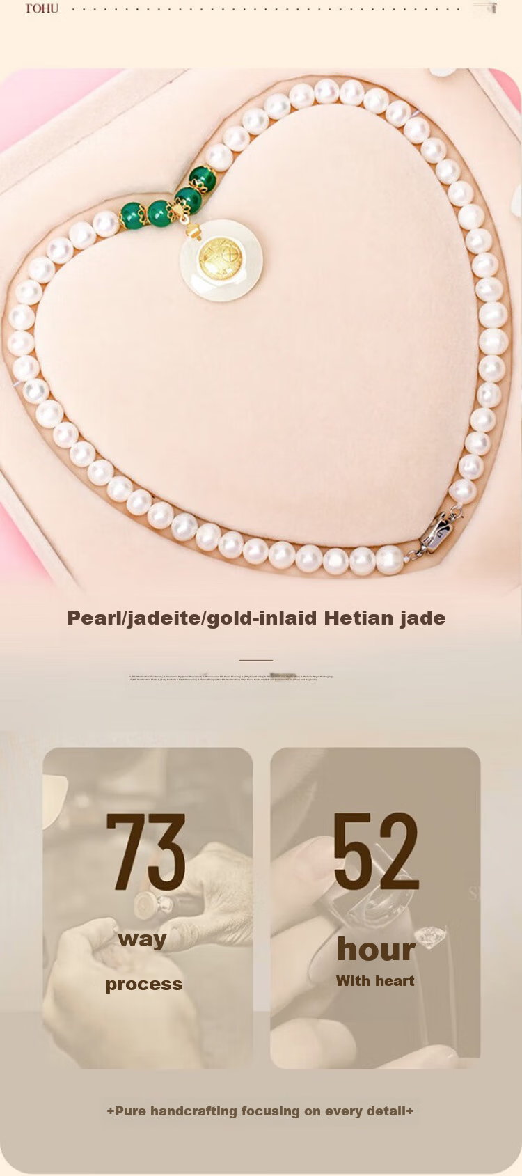 N2it Natural Freshwater Pearl Necklace for Women with Gold-Inlaid Jade Pendant Set, Birthday Gift for Ladies, Mothers And Mothers-I 7