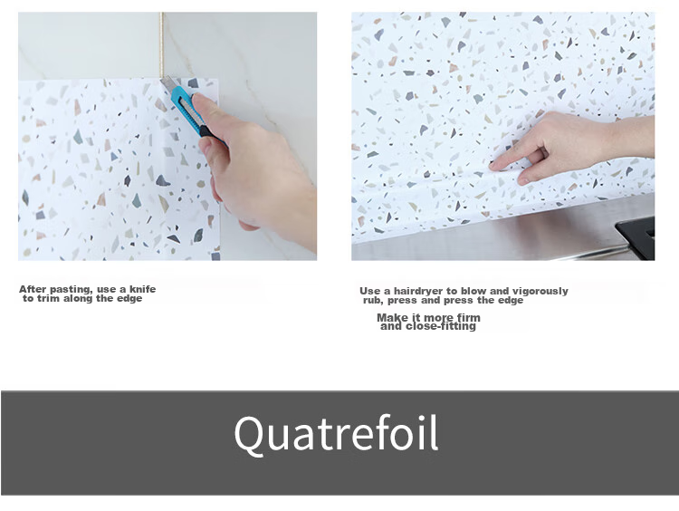 Quatrefoil Kitchen Sticker, Oil And Water Resistant Wallpaper, Self-Adhesive Stove And Cabinet Decal, 0.6*3 Meters, Lemo 8