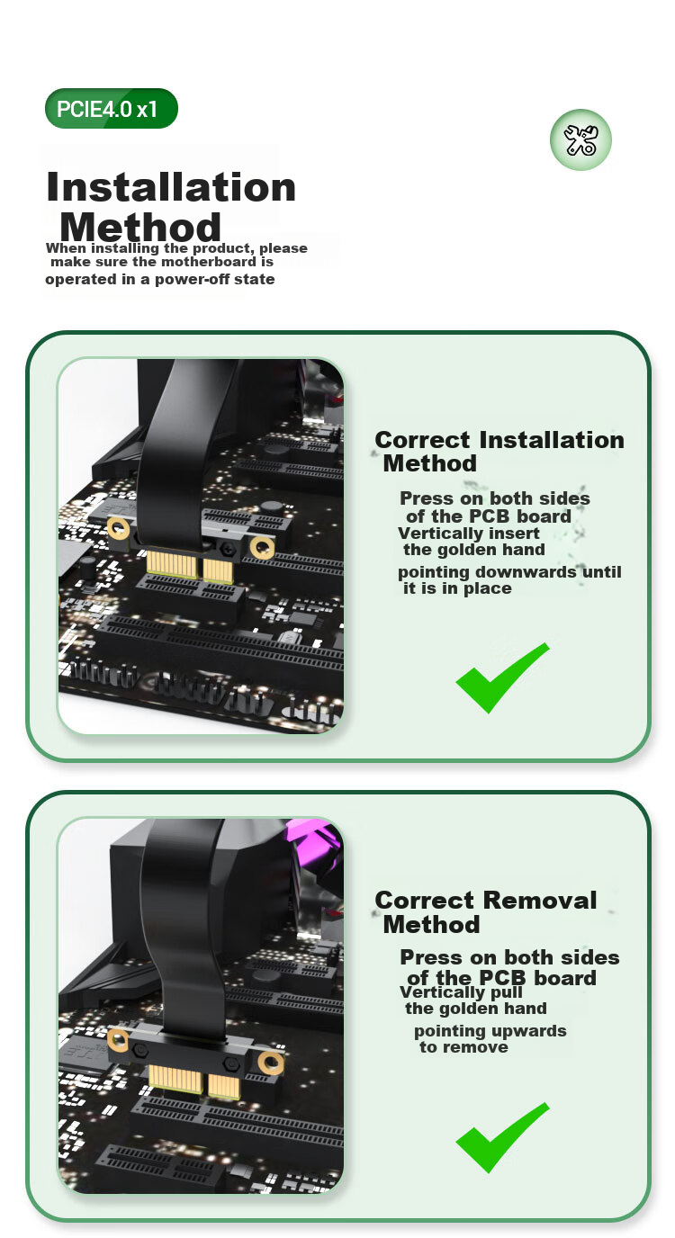 KELEPU PCI-E Extension Cable, PCIe X1 3.0 Network Card Sound Card Expansion Adapter Cable, 40cm, Server-Grade Full-Speed No Attenuation, 90-Degree Downward, Black 3
