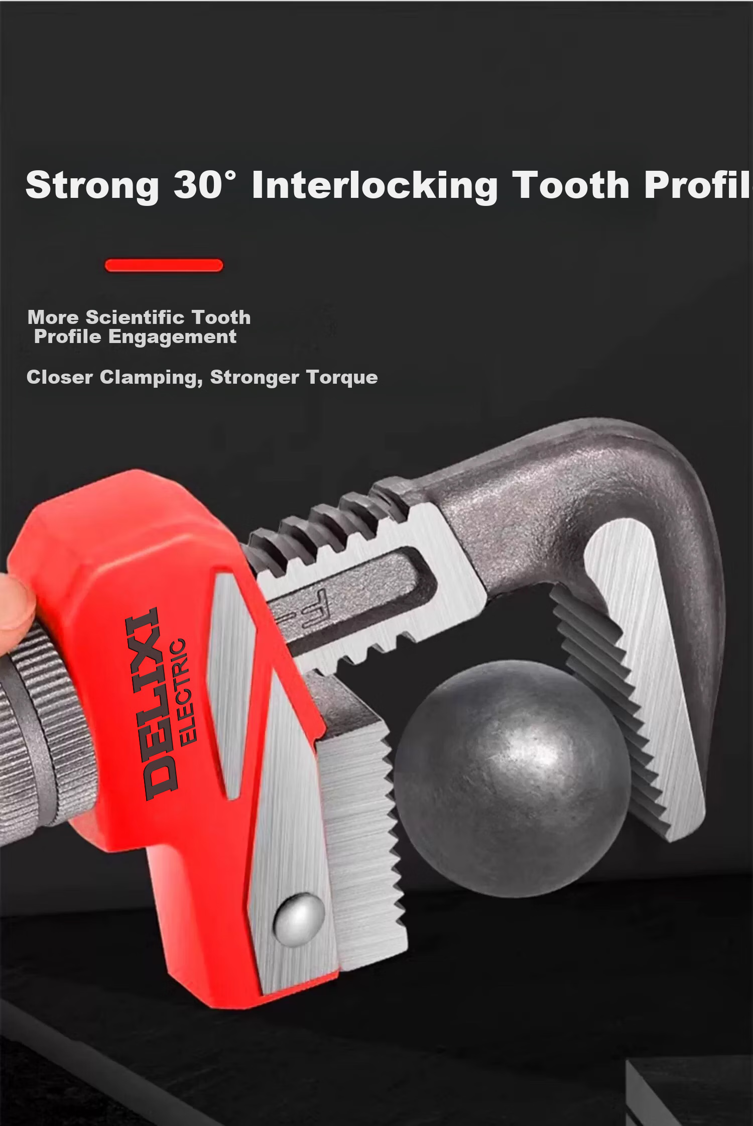 DELIXI ELECTRIC Adjustable Wrench, Household Pipe Wrench, Universal Wrench, Wide-Mouth Thickened Multi-Functional F-Type Pipe Wrench 3