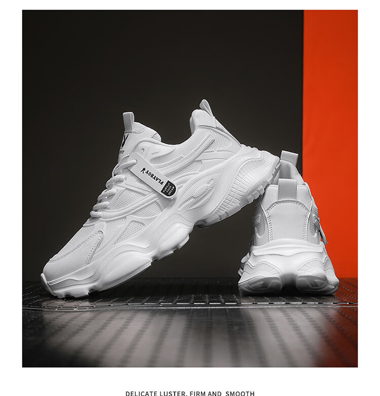 PLAYBOY Dad Shoes for Men, 2026 Autumn And Winter Footwear, Casual Shoes for Men, Thick-Soled Height-Increasing Mesh Trendy Sneakers, Beige, Size 41 11