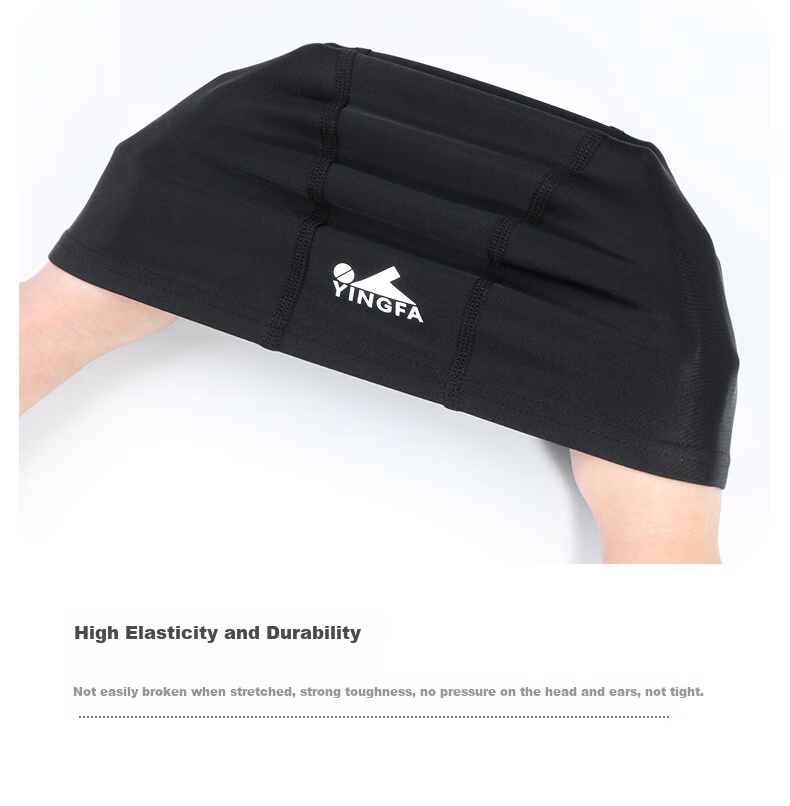 YINGFA Swim Cap, Fabric Swimming Cap for Adults, Professional Non-Binding, Nylon Spandex Swim Cap, Black 9