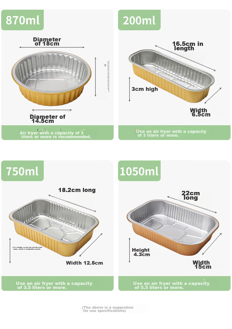 Faxilon Air Fryer And Oven-Specific Aluminum Foil Trays, 750ml*20 Pieces, Aluminum Foil Pans for Home And Outdoor Barbecue Use 4