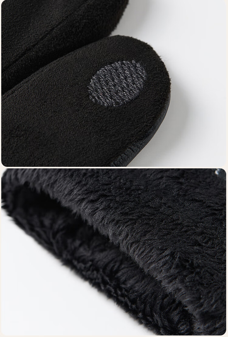 JIUMU Warm Leather Gloves for Men, Winter Thickened Fleece-Lined, Suitable for Cycling And Driving, Windproof, Cold-Resistant, Touchscreen Compatible Gloves 14