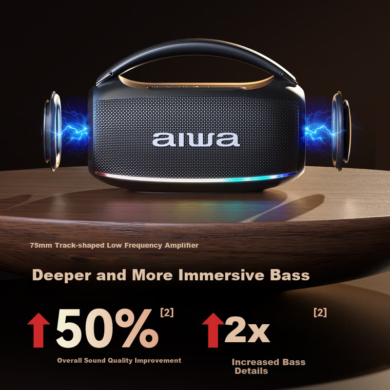 Aiwa AH-22 [Xiaodu AI Voice] Portable Handheld KTV Bluetooth Square Dance Speaker, RGB Camping Party Outdoor Karaoke Speaker All-In Home Dual Microphone Graduation Gift