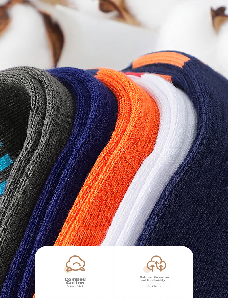 LangSha Children's Socks for Boys, All-Season Cotton Socks, Baby Mid-Calf Socks, Comfortable Breathable Socks for Older Children And Students, Sports Socks, 5 Pairs Per Pack 3