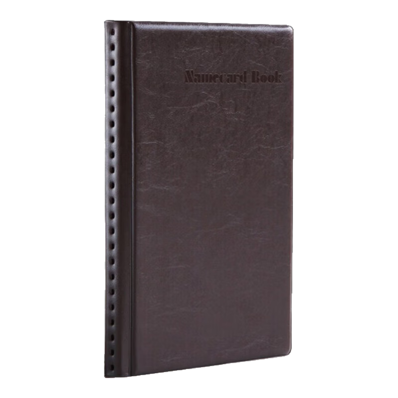Deli 90 Pockets (180 Cards) Open-Style Hard Cover Business Card Holder, Portable Business Card Organizer, Reddish-Brow