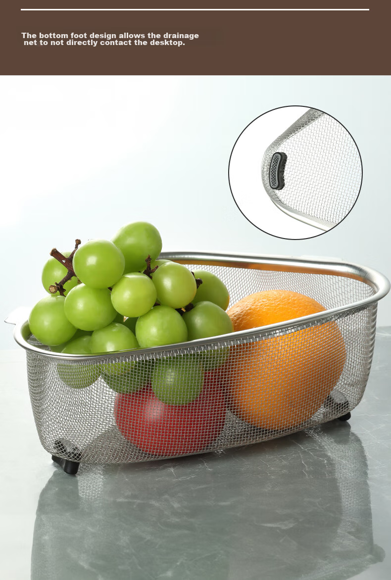 BJ Triangle Sink Strainer, Stainless Steel Kitchen Utensil, Multifunctional Drain, Food Waste Collector, Storage Rack 8