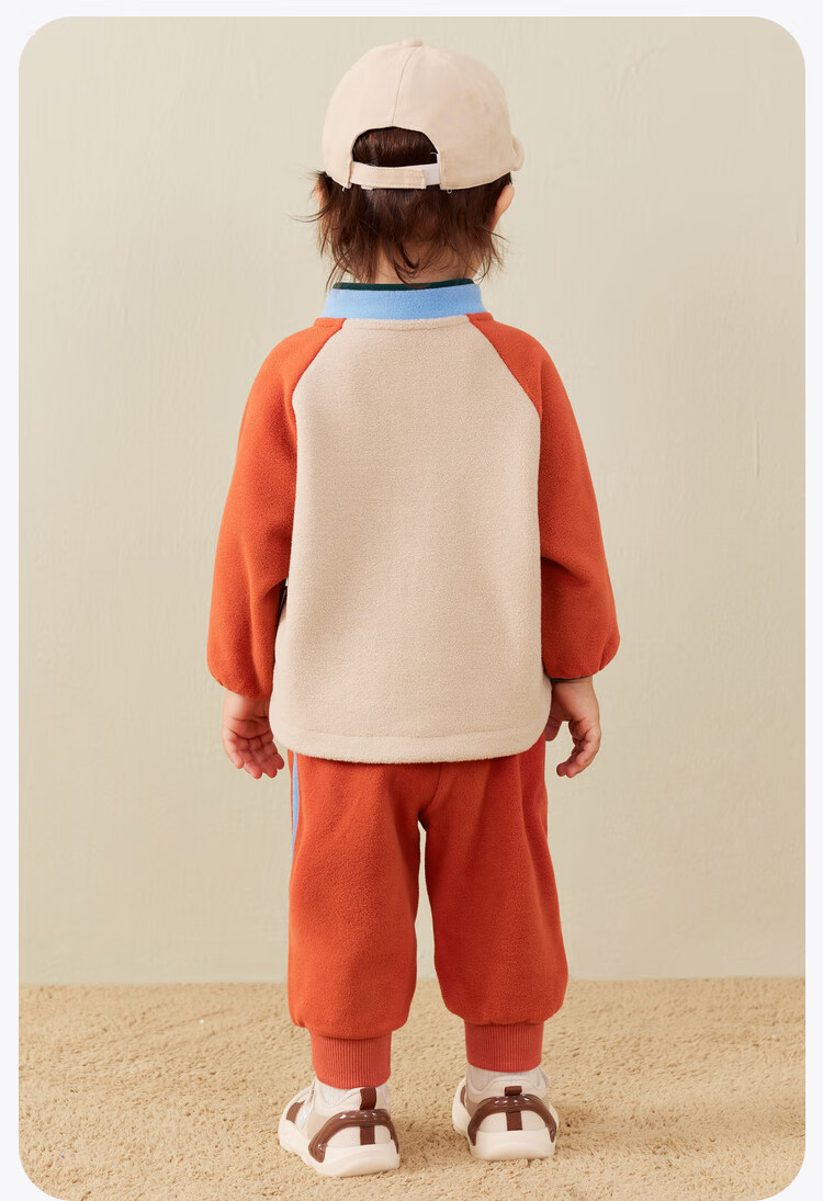 Minibala [Clean Electric Fleece] Warm Anti-Static Fleece Sweatshirt And Pants for Boys And Girls, Cute Baby Hoodie And Long Pants 4