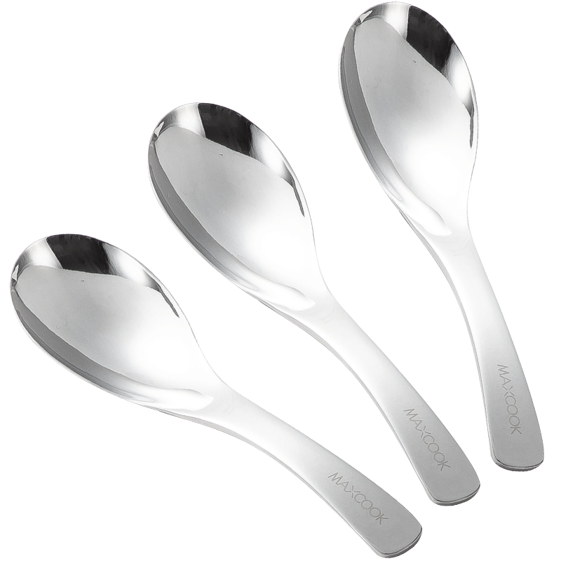 MAXCOOK 304 Stainless Steel Soup Ladle And Spoon Set, Extra Large Thick Round Bottom Serving Spoons Rice Ladle Soup Ladle Three-Piece Set MCGC944