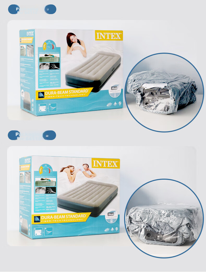 INTEX Electric Pump Single-Person Automatic Inflatable Bed with Pillow, Air Mattress for Home Nap, Car Camping, Tent Pad, Folding Bed 116CT1 16