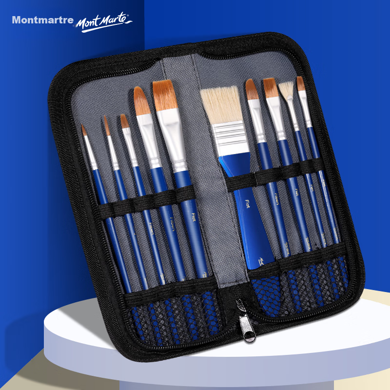Mont Marte Gouache Brushes Set of 10, Gouache Paint Brushes, Art Drawing Brushes, Line Drawing Brushes, Children's Student Drawing Brushes, Doodle Brushes, Brush Set BMHS0037, Sketching, Marker Drawing