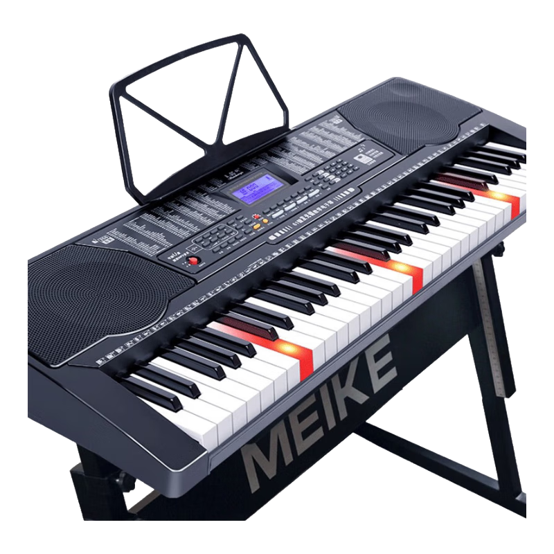 Meirkergr MK-975 (Smart Version), Illuminated with 61 Piano Keys, Multifunctional Smart Electronic Keyboard Instrument, Connects to USB Drive, Smartphone, Tablet with Stand
