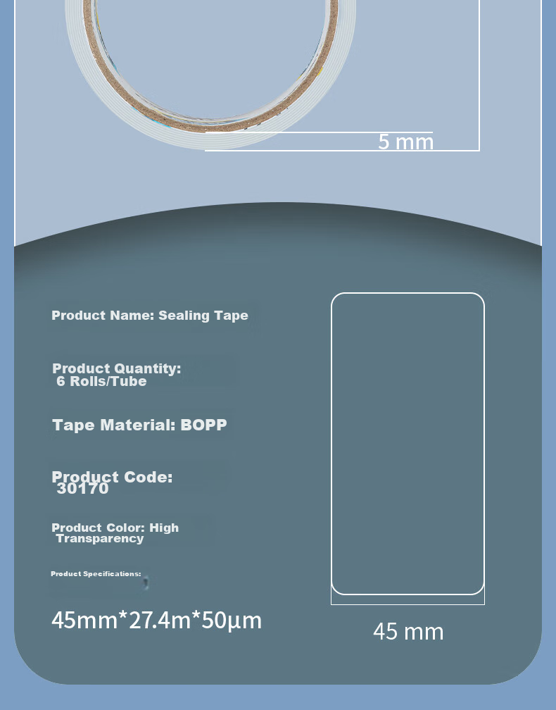 Deli High-Quality Transparent Packing Tape, 45mm*100y*50um (91.4m/roll), 6 Rolls/tube, Office Supplies, 30175 14