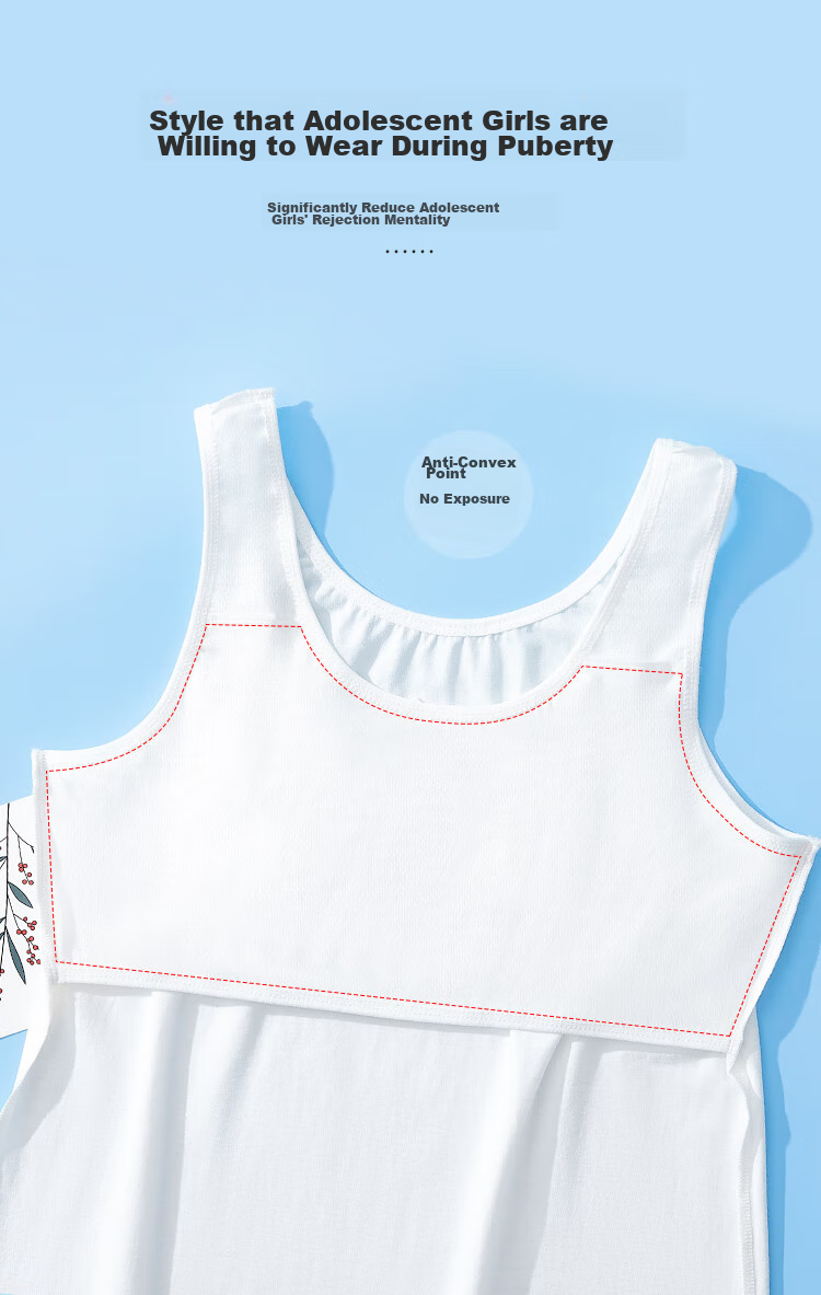 LangSha Children's Vest-Style Underwear, Girls' Training Bra for Puberty, Camisole for Young Women, White Bow Tie, Size 170 3
