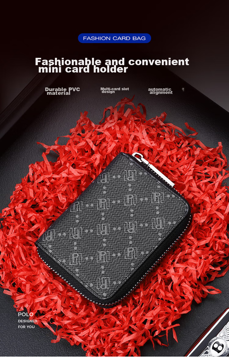 POLO Card Holder for Men, Multi-Card Accordion Wallet, Portable Coin Purse, Business Card Case, Gift Box Set, Birthday Present for Boyfriend 1
