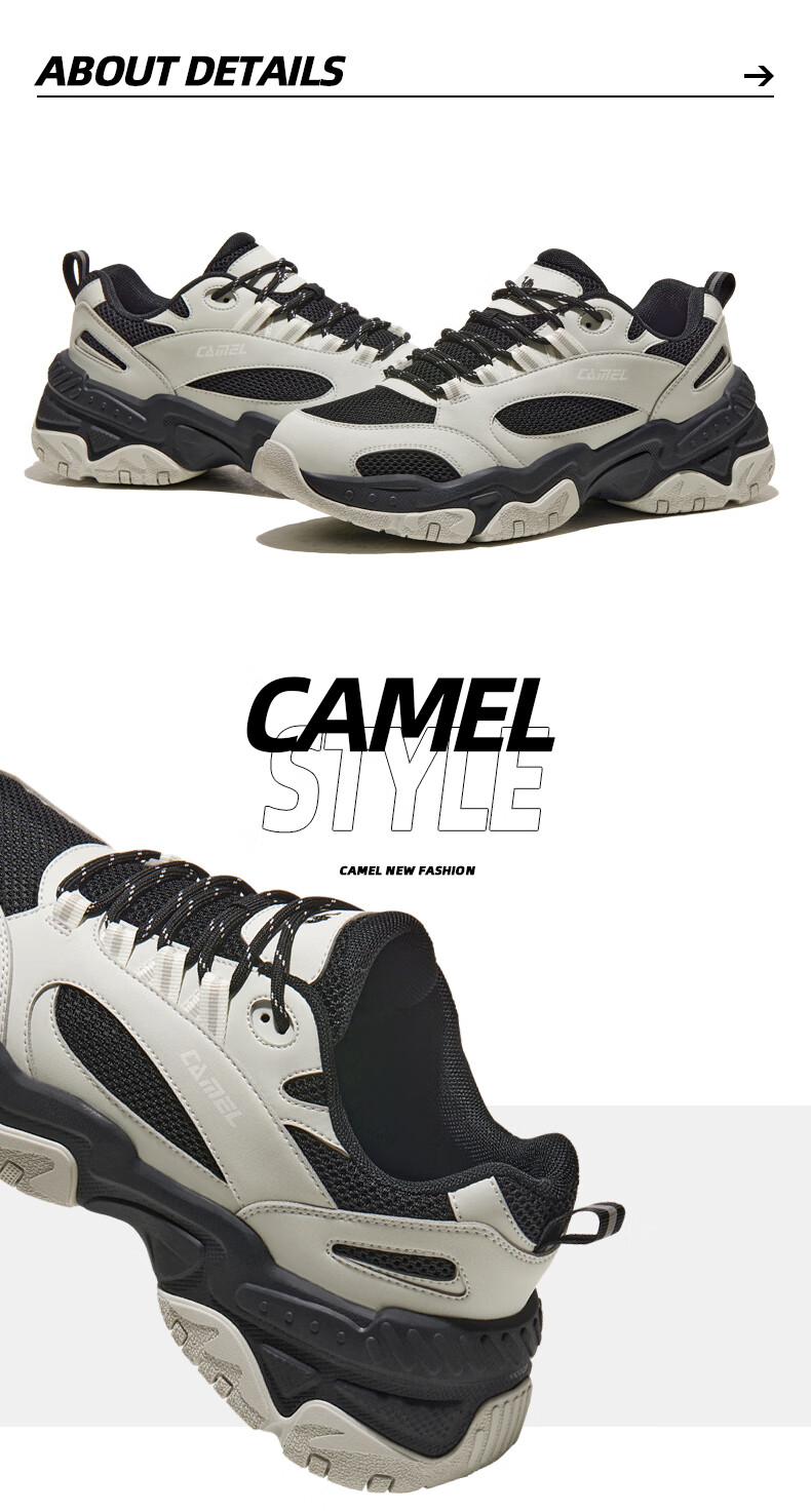 CAMEL Retro Chunky Women's Shoes, Platform Heightening Casual Sneakers X24B09L7009, Cream White/blue, Size 37 41