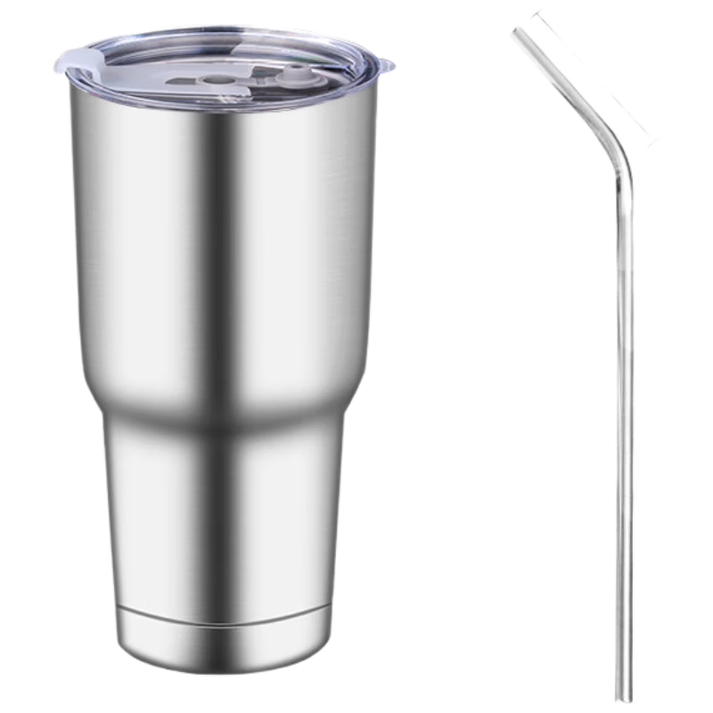 BJ 304 Stainless Steel Ice Cup, Insulated Mug, Large Capacity Water Bottle, Coffee Cup, 900ML with Straw + Straw Brush