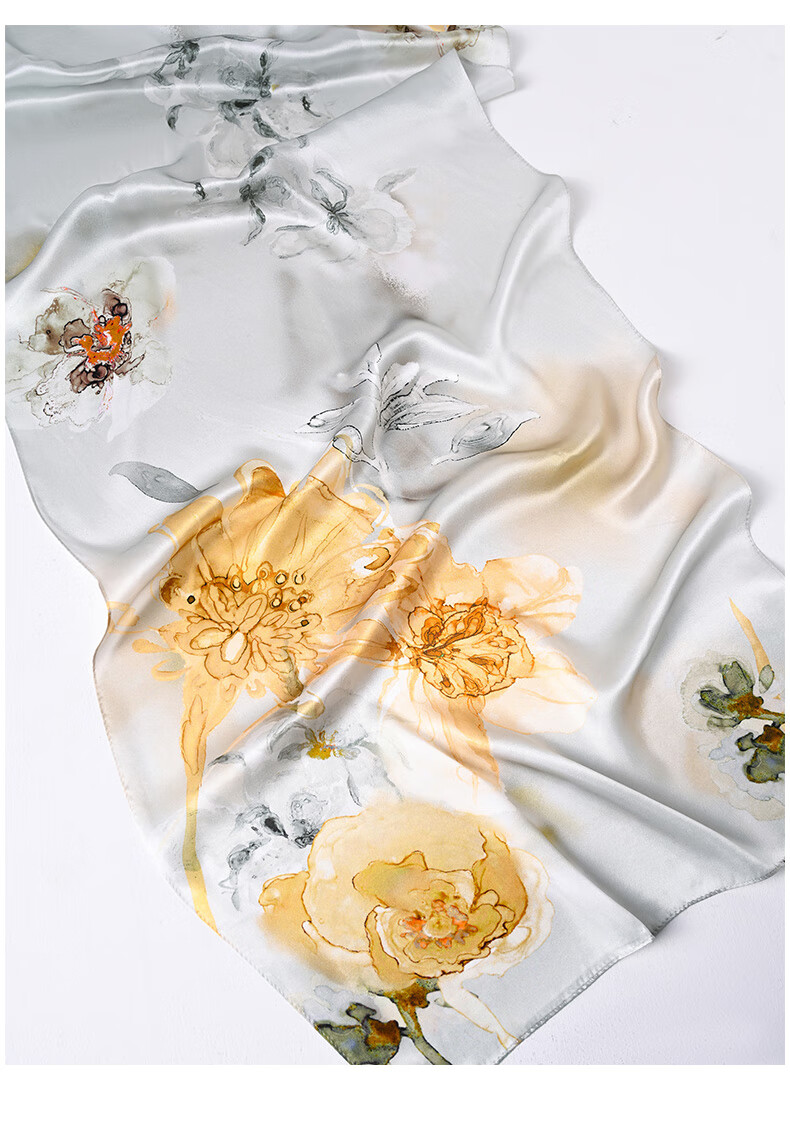 Hangsilu Silk Scarf for Women, Chinese Style Mulberry Silk Shawl Wrap, Elegant Practical Birthday Gift for Wife Or Mother 15