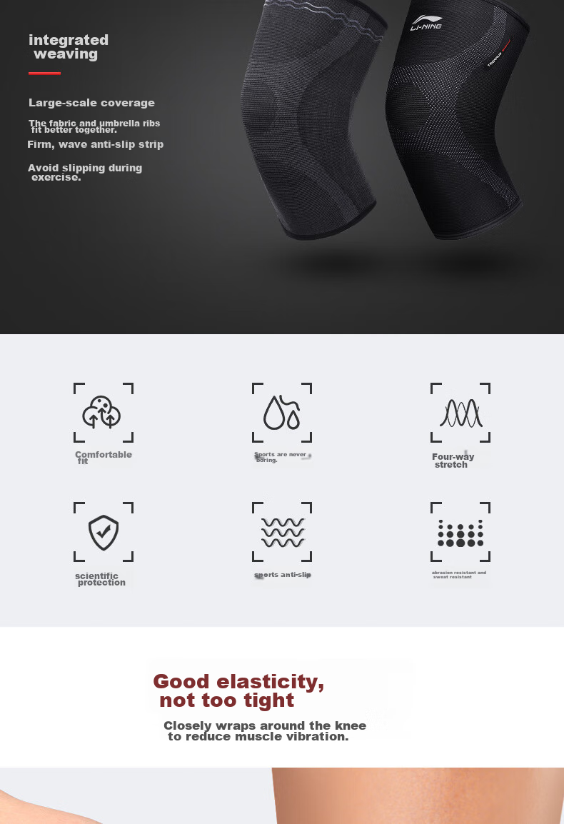 Li-Ning Knee Pads, Warm Sports Arthritis Protection, Professional Guard for Men And Women, Hiking, Running, Trekking, Meniscus, Basketball, Badminto 8