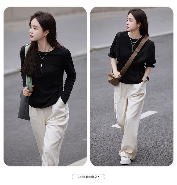 Mt [Solid Color Simple Style] Spring And Autumn Minimalist High-Waisted Versatile Wide Straight-Leg Jeans Trousers, Off-White, M 6